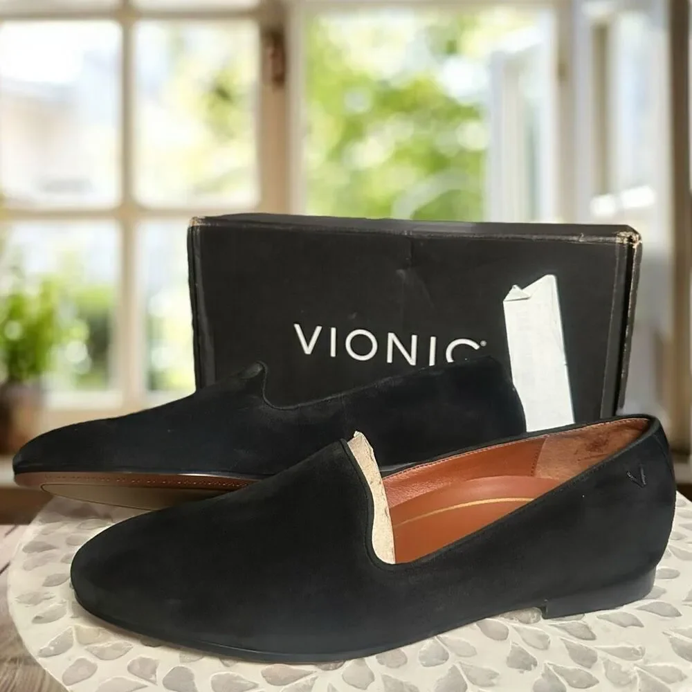 VIONIC Willa Leather Suede Slip On Flats Loafer Womens